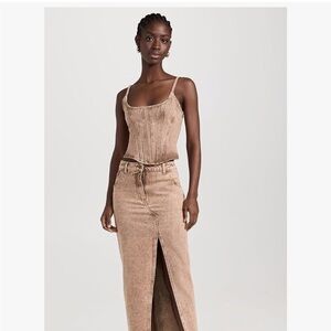 Lioness Tan Denim Corset Top and Skirt Set